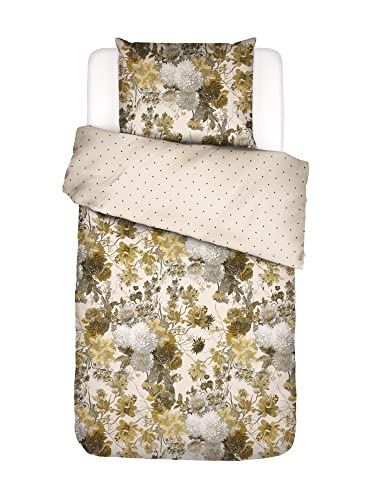 ESSENZA Bettwäsche Maily Blumen Baumwollsatin Olive, 155x220 + 1 x 80x80 cm, 401298-100DE-006, 155x220 + 1x 80x80 cm