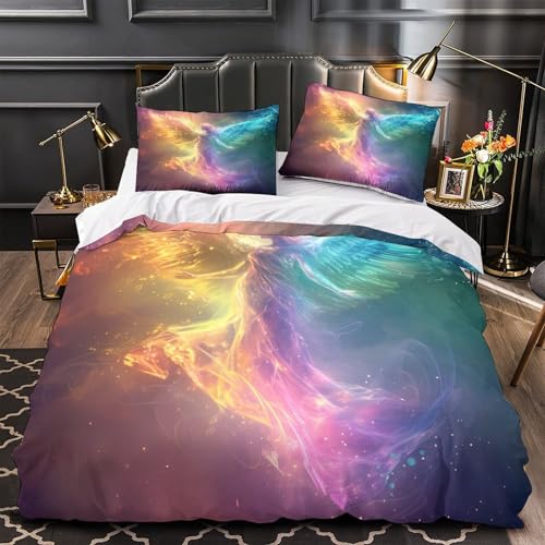 VOXYTMLWG Angel with Pink Wings 3D-gedrucktes Bettwäsche Gothic Fantasy Bettbezug 3 Stück mit Reißverschluss Bequem Schlafkomfort for Erwachsene,Kinder,Männer ,Fans Single?135x200cm?