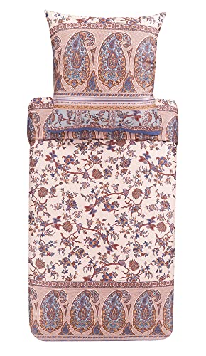 Bassetti Bettwäsche Garnitur Genova 41 aus Baumwolle Mako-Satin in der Farbe Beige 2-Teilig mit Reißverschluss, Maße: 135cm x 200cm, 80cm x 80cm, 9323457