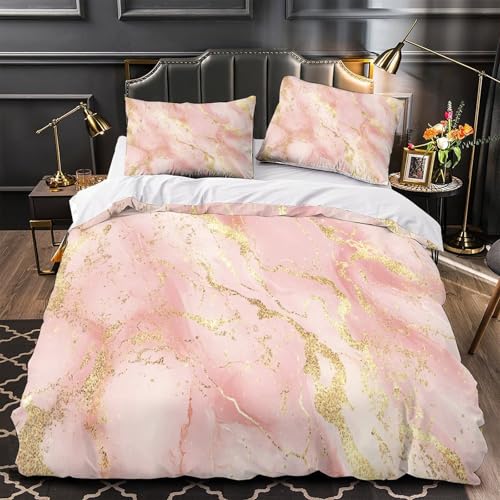 VOXYTMLWG Pink Feather Mikrofaser Hautfreundlich 3D-gedrucktes Bettwäsche 3 Stück Abstrakt Bettbezug mit Reißverschluss for Erwachsene,Kinder,Männer ,Fans Double?200x200cm?