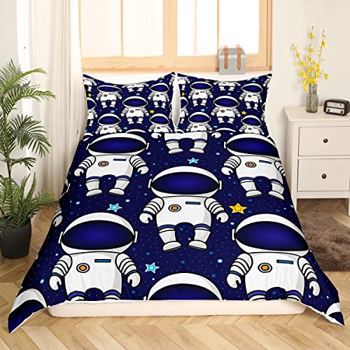 Astronaut Bettwäsche 200 x 200 Jungen Nette Raumfahrer Bettwäsche Set Glitzer Sterne Drucken Bettbezug Mystic Universum Bettbezug für Kinder Jungen Mädchen Schlafzimmer Ganzjährig Bettwäsche Set