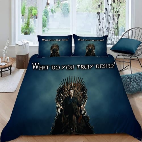 LORDOS Bettwäsche 135x200cm Lucifer Poster Bettbezug - 3 teilig Bettwäsche-Sets Mit Kissenbezug 80x80cm Aus Mikrofaser Mit Reißverschluss Weich Und Bügelfrei