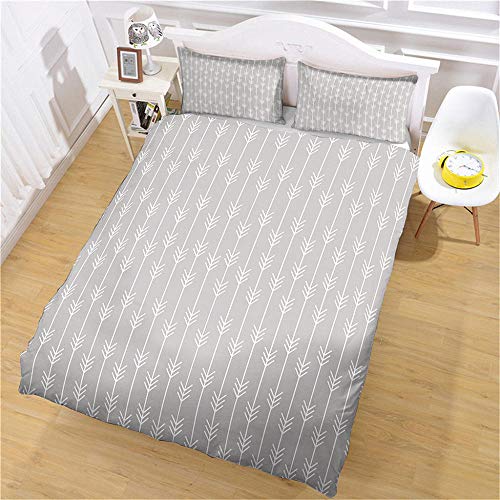 KAABUN Bettwäsche Grauer Pfeil 240X220Cm aus Mikrofaser 1 Bettbezug Mit Reißverschluss Und Kissenbezug 2X80X80cm Superweiches Set, 3 Teilig