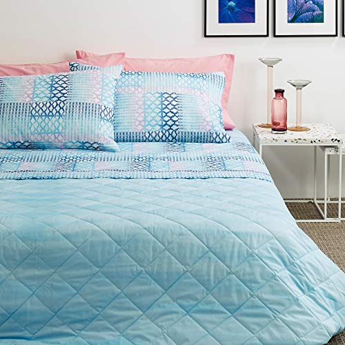 Bassetti Bettwäsche-Set für Doppelbett, 100 % Baumwolle, Ober- und Unterteil + 2 Kissenbezüge (hellblau)