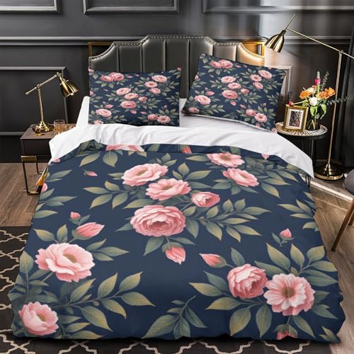 VOXYTMLWG Pink Unicorn Duo Bettwäsche 3 Teilig 3D Gedruckt Cute Coon Bettbezug mit Reißverschluss Weich Schlafkomfort for Erwachsene,Frauen,Mädche n,Kinder Single?135x200cm?