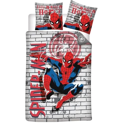 Marvel Spider-Man Bettwäsche Set 2-TLG. 135x200 cm – Kinderbettwäsche mit Kissenbezug 65x65 cm – Superhelden-Design aus Baumwollmischung – für Jungen – pflegeleicht & atmungsaktiv