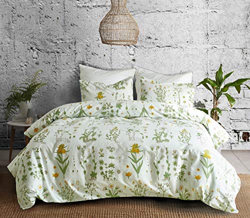 Bettwäsche Set Blumen Botanisch Pflanze Muster Drucken Polyester-Baumwolle 1 Bettbezug 135x200 mit 1 Kopfkissenbezug 80x80 ohne Füllung