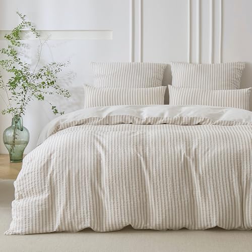 SOULFUL Bettwäsche 135x200 Baumwolle Gestreift, Jacquard Gewaschene Baumwolle Boho Bettwäsche-Sets Atmungsaktiv Öko-Tex 100 Zertifiziert-Helles Khaki SOULFUL Bettwäsche 135x200 Baumwolle Gestreift, Jacquard Gewaschene Baumwolle Boho Bettwäsche-Sets Atmungsaktiv Öko-Tex 100 Zertifiziert-Helles Khaki