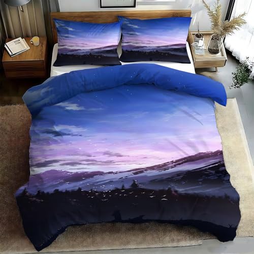 Generisch Bettwäsche 200x200 Schneeberg Wende Motiv 3tlg, Schlafzimmer Deko, Ölgemälde Bettbezug und 2 Kissenbezug 80x80, Weiche Mikrofaser Deckenbezug mit Reißverschluss GF454