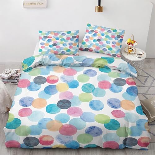 TACOKI Bettwäsche 200x200 Farbige Punkte, 3D Muster Bunt Bettwäsche Set Weich Kuschelig Mikrofaser Bettbezug mit Reißverschluss Bettbezüge + 2 Kissenbezug 80x80 cm q520 TACOKI Bettwäsche 200x200 Farbige Punkte, 3D Muster Bunt Bettwäsche Set Weich Kuschelig Mikrofaser Bettbezug mit Reißverschluss Bettbezüge + 2 Kissenbezug 80x80 cm q520