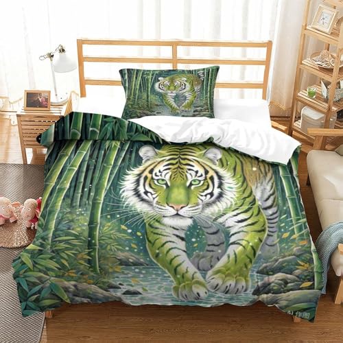 PXBDUASIE Tiger Bettbezug Bettwäsche Kinderbettwäsche Reißverschluss Mit Kissenbezügen Betten Set Für Jungen Und Mädchen, Kinder Single?135x200cm?