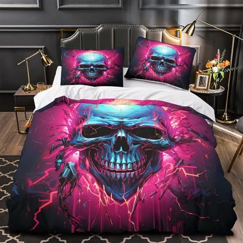 VOXYTMLWG Night Katze Silhouette 3D-gedrucktes 3 Stück Bettwäsche mit Reißverschluss Bequem Pflegeleicht Gothic Fantasy Bettbezug for Erwachsene,Kinder,Männer ,Fans Single?135x200cm?