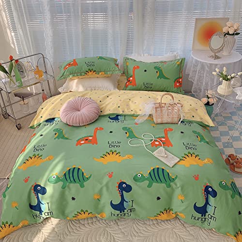 GETIYA Dinosaurier Bettwäsche 135x200 Baumwolle Dino Muster Mädchen Jungen Deckenbezug mit Reißverschluss Kinder Wendebettwäsche Einzelbett mit 1 Kissenbezug 80x80