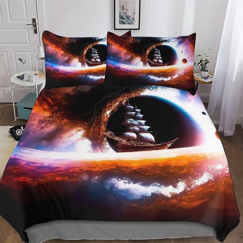 LCWWW Pirat Bettwäsche Set Soft Bettbezüge 2teilig, Jungen Mädchen Bettwaren, Mikrofaser Angenehme Bettbezug + Kissenbezug Single(135x200cm)