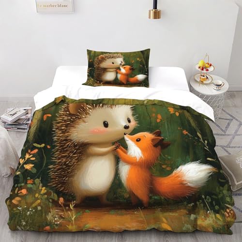 SOBKLIDE Weißes Pferds 21 Bettbezug Bettwäsche-Sets Kinderbettwäsche-Set Reißverschluss Mit Kissenbezug Betten Set Netter Druck Für Jungen Und Mädchen,Kinder Single?135x200cm?