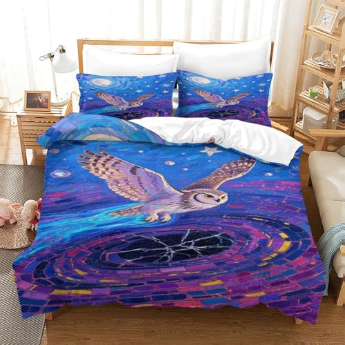 tanpiaoliang Eule Bettbezug Set Bettwäsche Kinderbettwäsche-Set Reißverschluss Mit Kissenbezug, Betten Set Für Jungen Und Mädchen, Kinder Single?140x200cm?