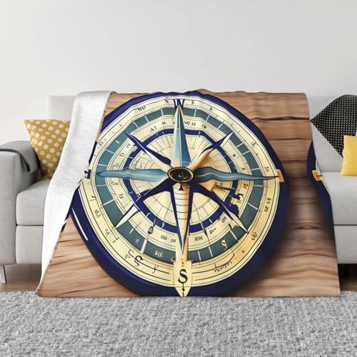 Maritime Segelboot-Kompass-Druck, ultraweiche Micro-Fleece-Decke für Bettwäsche, Sofa und Reisen