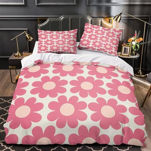 VOXYTMLWG Pink Leopard 3D Druck Bettwäsche-Set 3 Stück Zip Verschluss Wild Animal Bettdeckenbezug Bequem mit Kopfkissenbezug for Jungen,Teenager,Männer,J ugendliche Single?135x200cm?