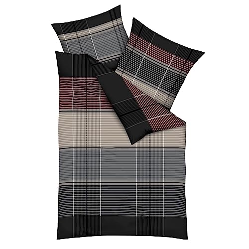 Kaeppel Biber Bettwäsche Architect anthrazit 1 Bettbezug 155 x 220 cm + 1 Kissenbezug 80 x 80 cm