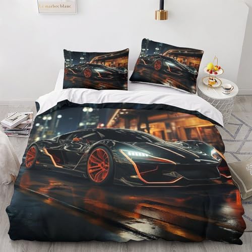 OPSREY Luxusauto Bettbezug-Set Premium Superweiche Bettdeckenbezug Kollektion - Leichter, Kühlender Bedding Set Weicher, Strukturierter Superauto Bettwäsche Double?200x200cm?