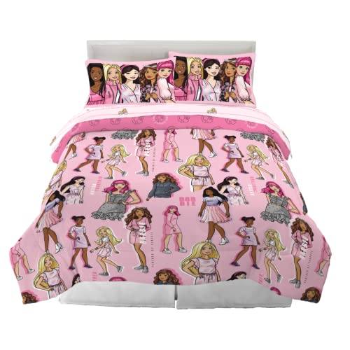 Franco Barbie Barbicore Bettwäsche-Set mit Bettbezug, superweich, 7-teilig, Queen-Size-Größe, (offizielles Barbie-Produkt)