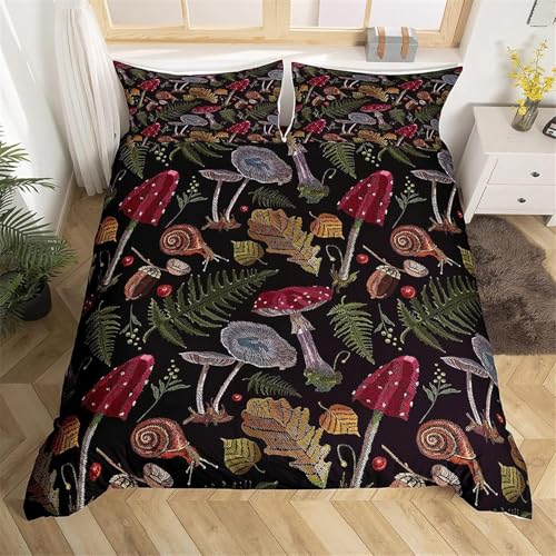 Wilder Pilz Bettwäsche-Set Gefallene Blätter der Burgunderpflanze Bettwäsche Set 135x200cm Stickschnecke Betten Set für Kinder Jungen Mädchen Teenager 2St.Reißverschluss Mikrofaser Wilder Pilz Bettwäsche-Set Gefallene Blätter der Burgunderpflanze Bettwäsche Set 135x200cm Stickschnecke Betten Set für Kinder Jungen Mädchen Teenager 2St.Reißverschluss Mikrofaser
