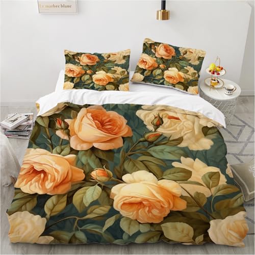 Luowei Bettwäsche 155x220 Blumen Motiv Gelb - 3D Aesthetic Floral Mikrofaser Bettwäsche-Set 3-Teilig Mit Reißverschluss und 2 Kissenbezüge 80x80 cm - Weich und Kuschelig Luowei Bettwäsche 155x220 Blumen Motiv Gelb - 3D Aesthetic Floral Mikrofaser Bettwäsche-Set 3-Teilig Mit Reißverschluss und 2 Kissenbezüge 80x80 cm - Weich und Kuschelig
