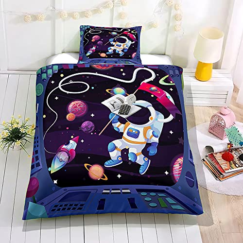 Hiseng Kinderbettwäsche für Mädchen, 3D Universum Bettwäsche Sets Kissenbezug, Bettwäsche Mikrofaser Reißverschluss (220x240cm, Astronaut) Hiseng Kinderbettwäsche für Mädchen, 3D Universum Bettwäsche Sets Kissenbezug, Bettwäsche Mikrofaser Reißverschluss (220x240cm, Astronaut)