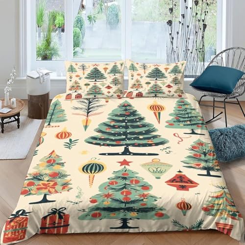 Bettwäsche 155X220 cm 3Teilig 3D Weihnachten Bettbezug Set Mit Reißverschluss 100% Leicht Mikrofaser Kuschelig Atmungsaktive Die Ganze Saison Betten Set Mit 2 Kissenbezug -84584216881607