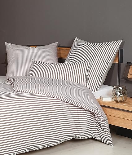 Janine Bettwäsche 135x200cm + 80x80cm Chinchilla S - weicher Bettbezug aus Edelflanell - mit Reißverschluss - 100% Baumwolle - Öko-Tex - Vulkan