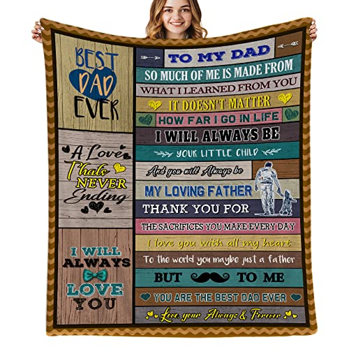bqsjduidnc Decke mit Aufschrift  To My Dad , für Vatertag, Weihnachten, Geburtstag, Geschenke an meinen Vater, ultraweiche, gemütliche Fleecedecke, Geschenkidee für Bettwäsche, Sofa, Reisen, Überwurf