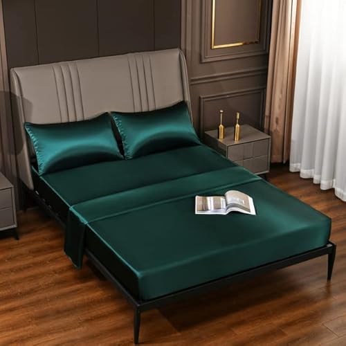 Luxuriöses Maulbeerseide-Spannbetttu ch, elastisches Band, rutschfest, verstellbarer Matratzenbezug, Einzelbett/Doppelbett/Kin g/Queen-Size-Bett, hochwertige Seidenbettwäsche