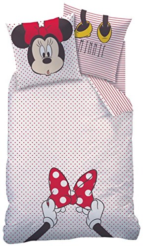 CTI Bettwäsche Minnie Mouse weiß rot 135 x 200 cm, 80 x 80 cm