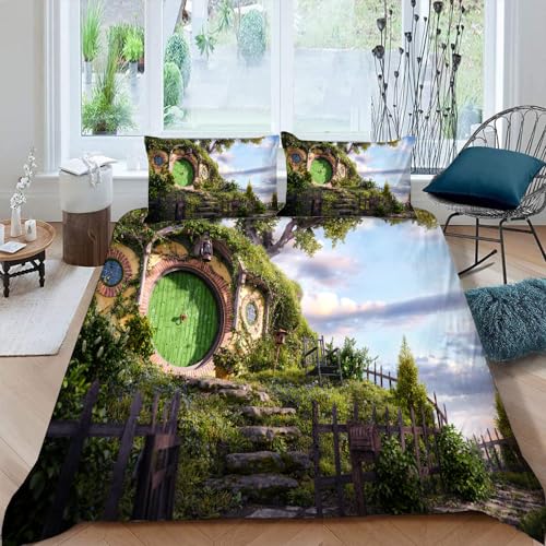 DTASSVEW The Lord of The Rings Bettwäsche Set, 3 Teilig Bettbezug Und Kissenbezug 3D Poster Serie -A010 Bettbezüge Mit Reißverschluss(200x200cm +2 Kissenbezug 80 x 80cm)