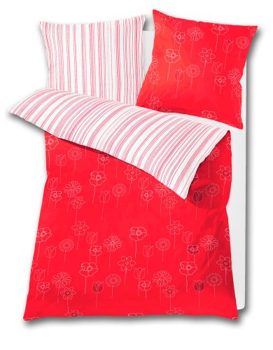 Kleine Wolke 6042468954 Bettwäsche Fiorella 155 x 220 cm und 80 x 80 cm 2-teilig Granat
