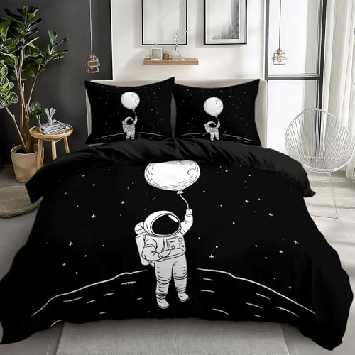 XCQHZYQ Bettwäsche-Set 155x220 cm Cartoon-Linienzeichnung Astronaut Wende Bettwäsche Einzelbett für Kinder 3D Microfaser Baumwolle Bettbezug und Kissenbezug 80x80cm mit Reißverschluss XCQHZYQ Bettwäsche-Set 155x220 cm Cartoon-Linienzeichnung Astronaut Wende Bettwäsche Einzelbett für Kinder 3D Microfaser Baumwolle Bettbezug und Kissenbezug 80x80cm mit Reißverschluss
