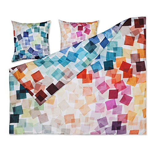 ESTELLA Mako-Satin Bettwäsche Puzzle Multicolor 1 Bettbezug 200 x 220 cm + 2 Kissenbezüge 80 x 80 cm