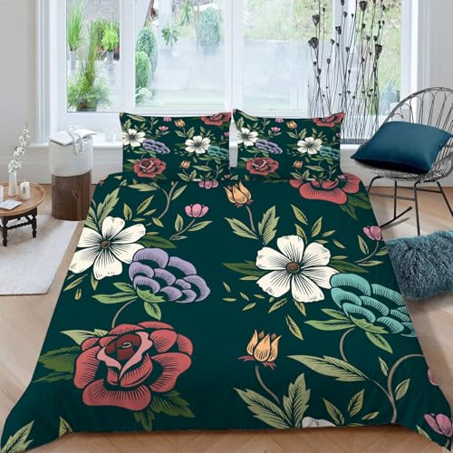 YZQGLHP Bettwäsche Set Elegant Muster Kinder Bettbezug 2 Kissenbezug 3 teilig 155x220 Weiche Atmungsaktive Polyster Kids Betten Set Reißverschluss