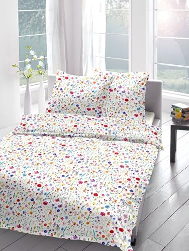 Sympathica Satin Bettwäsche Blümchen Blumenwiese Streublümchen weiß bunt 4420-20 Sympathica Satin Bettwäsche Blümchen Blumenwiese Streublümchen weiß bunt 4420-20