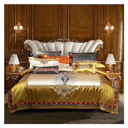 1400TC Seidenbettwäsche Bettwäsche King König Queen Size Palace Sticker Bettdecke Flachblatt Dicke Betten 4pcs, Baumwollabdeckung ui