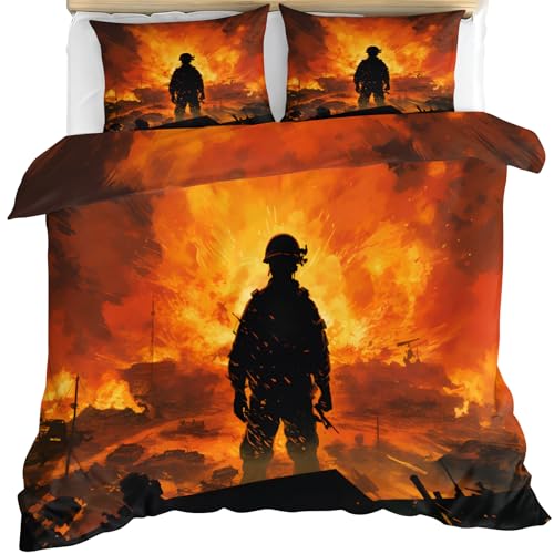 Feuerwehrmann-Bettwäsche -Set für Einzelbett, Feuerwehrmann-Bettwäsche -Set, 3-teilig, Schlafzimmer-Dekor, Hero-Bettwäsche-Set und 2 Kissenbezüge mit Reißverschluss, 135 x 200 cm