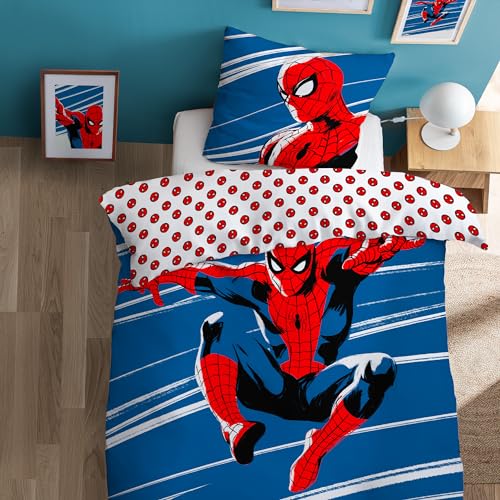  Home Anniversary Bedrucktes Bettwäsche | 100% Baumwolle | Oeko TEX | Single Boy Bettbezug 140 x 200 + Kissenbezug 63 x 63 | Blau