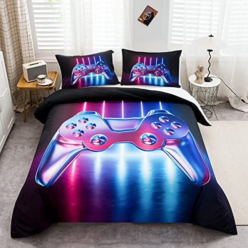 Loussiesd Gamepad Bettwäsche Jungen Teenager 135x200cm Modern Game, Videospiel Betten für Kinder Mädchen, Neuheit Gradient Action Buttons Dekor Mikrofaser Bettwäsche