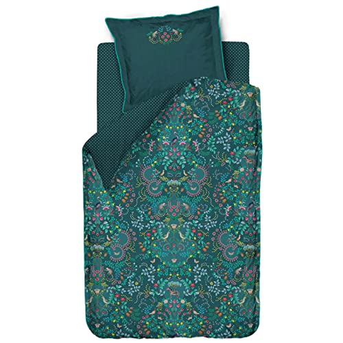 PiP Studio Bettwäsche Forest Findings Grün Blumen Blüten Vögel Tiere Früchte Wald Perkal, Größe:155 x 220