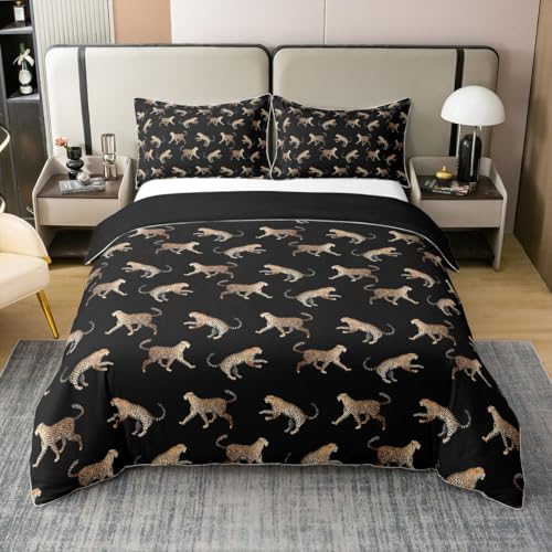 Homemissing Leopard 100% Baumwolle Bettwäsche Set 135x200cm Gepard Druck Bettbezug Set für Jungen Mädchen Schwarz Bettwäsche-Set Tier Schlafzimmer Dekor mit 1 Kissenbezug Homemissing Leopard 100% Baumwolle Bettwäsche Set 135x200cm Gepard Druck Bettbezug Set für Jungen Mädchen Schwarz Bettwäsche-Set Tier Schlafzimmer Dekor mit 1 Kissenbezug