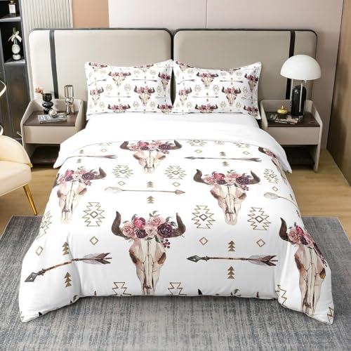 EXSANLIEAY Ziege BettwäSche 155x220 Pfeil BettwäSche-Sets füR Jeden, Bettbezug Wende Microfaser mit Reißverschluss - 1 Bettbezügen & 2 Kissenbezügen 80x80, Weich & Bügelfrei