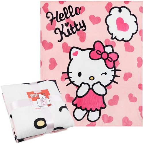 Hello Kitty Kuscheldecke, Flauschige Fleecedecke 150 x 130 cm - Geschenke für Frauen