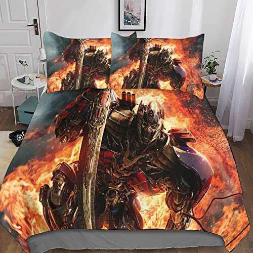 YINGD Transformer Bettbezug-Set, 3D-Bettwäsche-Set mit Reißverschluss, Mikrofaser, Film-Bettwäsche-Set mit Kissenbezug, für Erwachsene und Kinder, 200 x 200 cm, 3-teilig