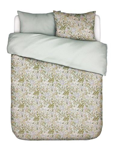 ESSENZA Bettwäsche Ophelia Hazy Blue, 200x200 + 2X 80x80 cm - 100% Baumwollsatin 215TC - Blumen