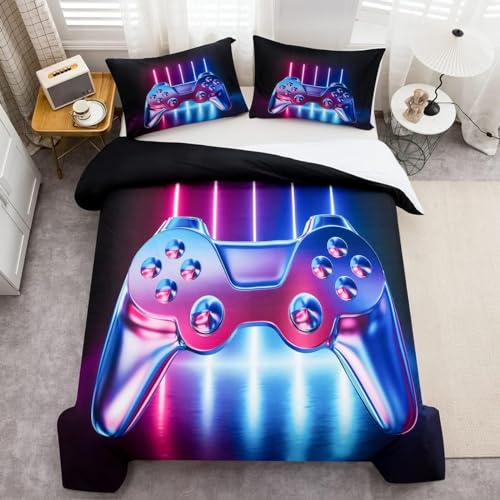 Gamer-Bettwäsche-Set für Jungen, Jugendliche, Jugendliche, Junior/Kinderbett, moderner Gamepad-Steppdeckenbezug, Videospiel-Bettwäsche für Geschenkboxen, Weihnachts-Bettbezug, Kinder, Mädchen, Neuheit